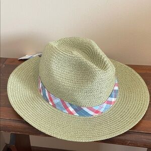 Columbia Straw Hat with Plaid Accent